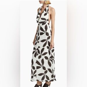 Chic Black and White Backless Halter Dress